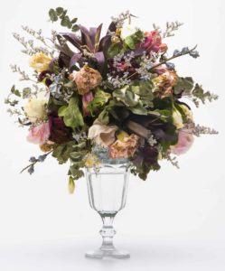 Bouquet of Dried Flowers in Glass Vase