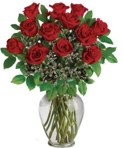 12 Red Roses in a vase